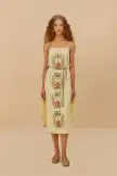 Sand Tropical Flower Embroidered LENZING™ ECOVERO™ Euroflax™ Maxi Dress