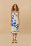 Off-White Floral Cascade Wavy Midi Dress