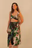 Mixed Midnight Macaw Fiesta LENZING™ ECOVERO™ Euroflax™ Midi Skirt(MIDNIGHT MACAW FIESTA MIX,XXS)
