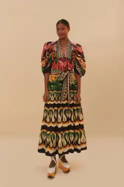 Black Coconut Tree Flow Maxi Dress