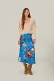 Blue Surreal Flowers LENZING™ ECOVERO™ Midi Skirt