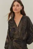Black Golden Foliage Mini Dress(GOLDEN FOLIAGE BLACK,XXS)