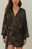 Black Golden Foliage Mini Dress(GOLDEN FOLIAGE BLACK,XXS)