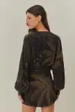 Black Golden Foliage Mini Dress(GOLDEN FOLIAGE BLACK,XXS)