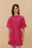 Pink Short Sleeve Ruched Mini Dress