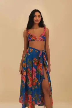 Blue Summer Fruit Midi Skirt(SUMMER FRUIT BLUE,XXS)