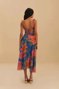 Blue Summer Fruit Midi Skirt(SUMMER FRUIT BLUE,XXS)