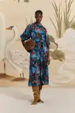 Blue Arabesque Floral Midi Dress