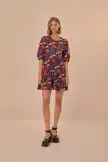 Wild Mushrooms Black Puff Sleeve Mini Dress