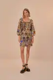 Cream Hearts Ikat Long Sleeve Mini Dress
