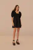 Black Ruffle Short Sleeve Mini Dress