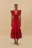 Red Butterfly Cut-Out Midi Dress