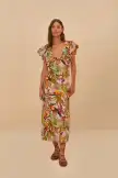 Pink Into The Jungle Euroflax™ Premium Linen Midi Dress