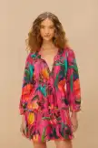 Pink Leopard Flowers Mini Dress