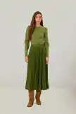 Green Pleated Maxi Skirt
