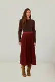 Brown Pleated Maxi Skirt