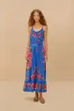 Blue Summer Fruit Scarf LENZING™ ECOVERO™ Euroflax™ Maxi Dress