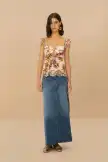 Denim Side Slit Maxi Skirt