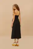Black Richelieu Lace Euroflax™ Premium Linen Midi Dress(BLACK,XXS)