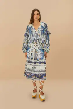 Off-White Ana Tapestry Organic Cotton Midi Skirt
