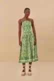 Green Delicate Tapestry Euroflax™ Premium Linen Midi Dress