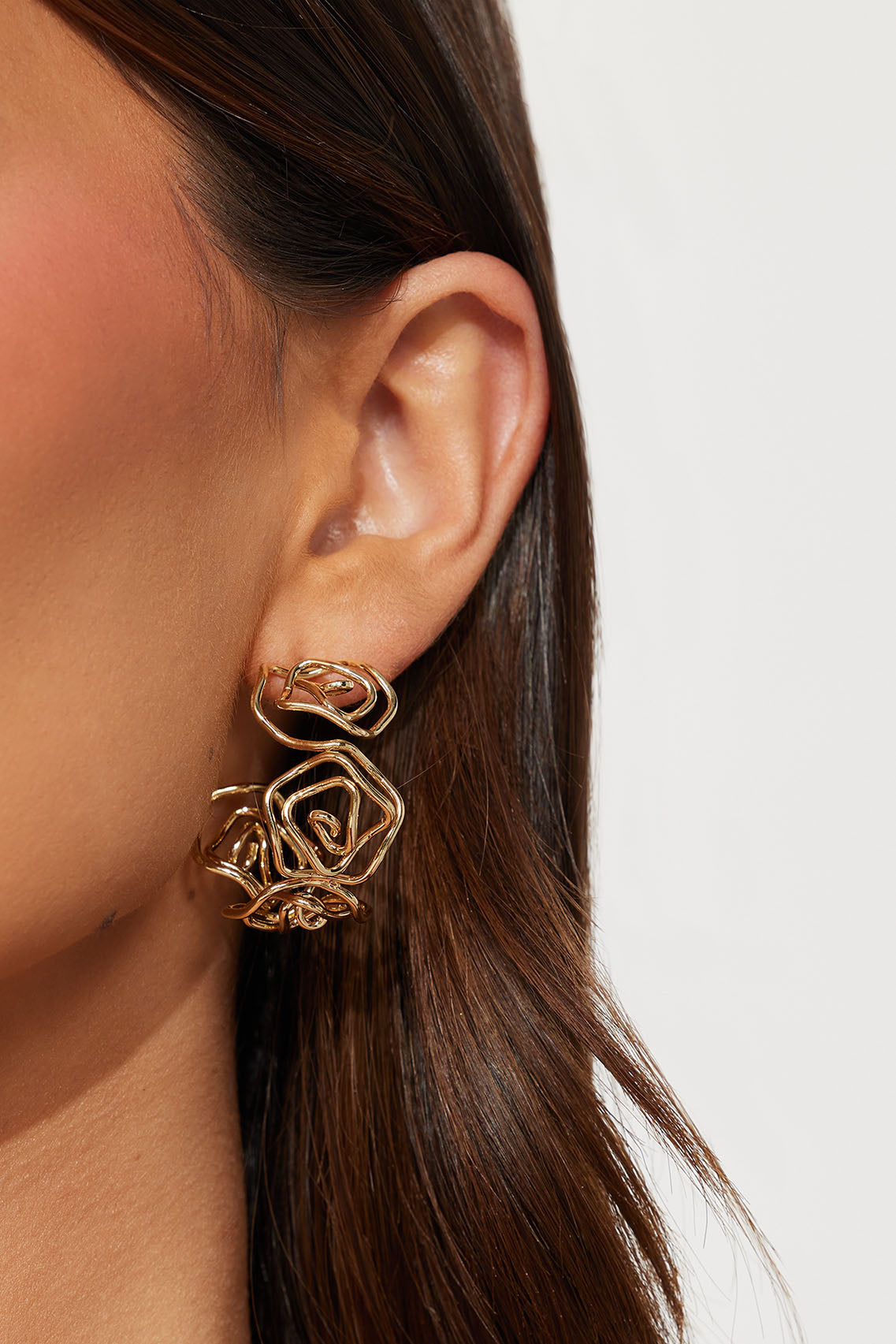 Abstract Floral Hoop Earrings 
