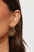 Abstract Floral Hoop Earrings 
