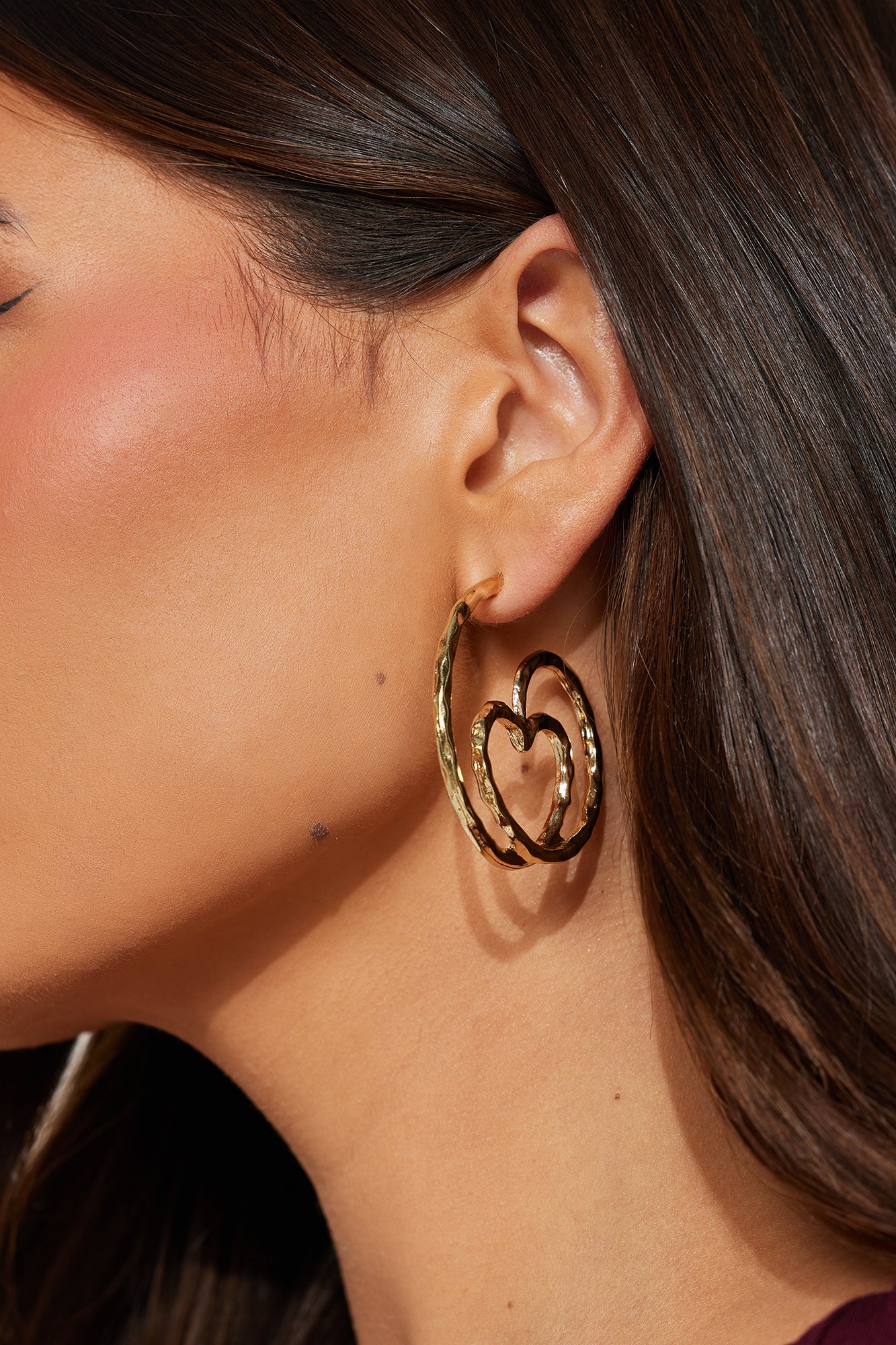 Swirled Heart Hoop Earrings 