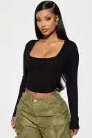 Dana Ribbed Top(Black,S)
