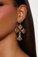 Stain Glass Cross Earrings
