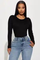 Brandi Long Sleeve Top(Black,S)