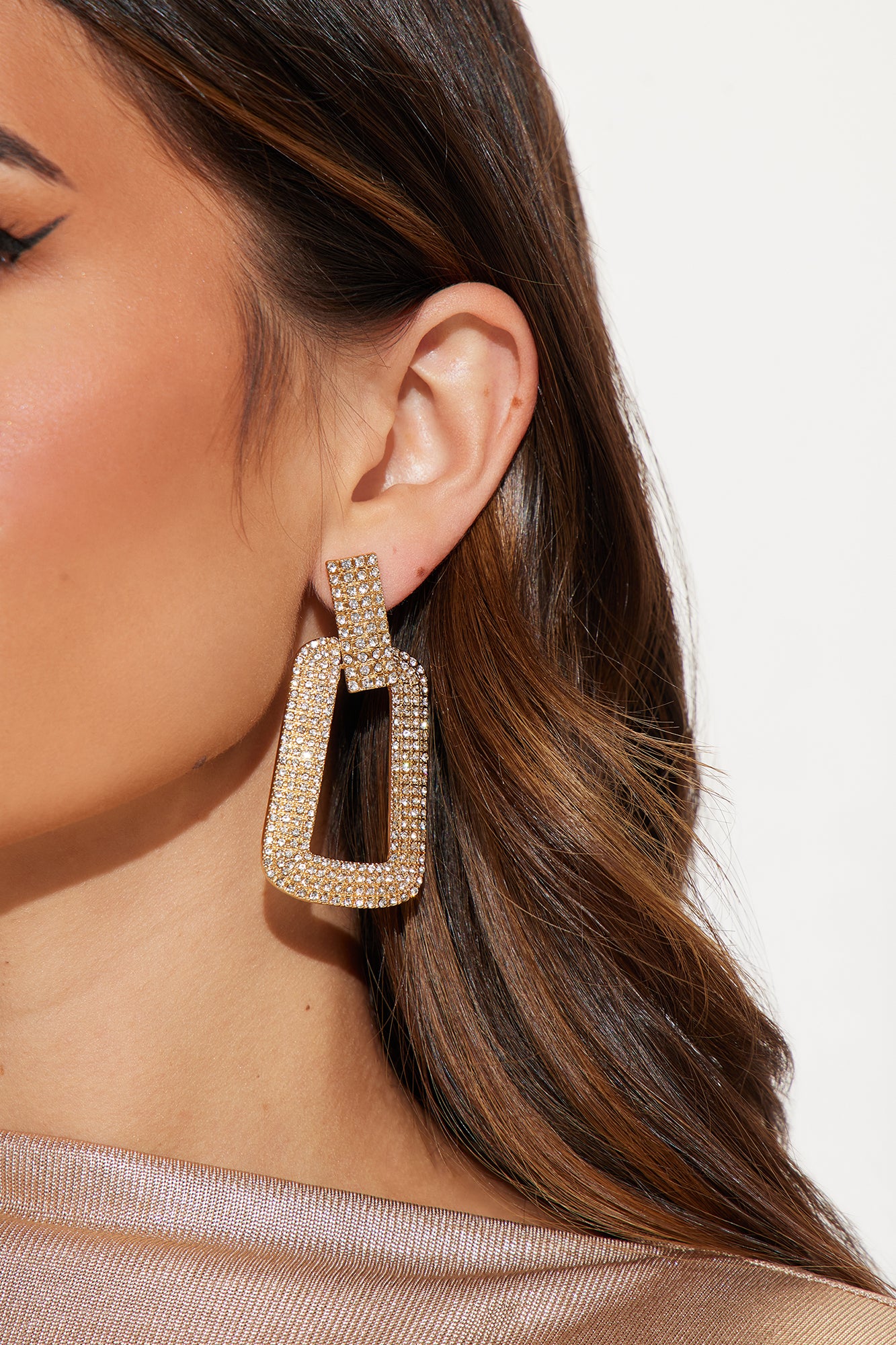 Rhinestone Buckle Drop Earrings