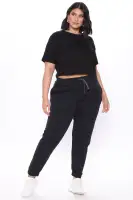 Elisa Relaxed Crop Tee(Black,XS)