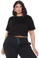 Elisa Relaxed Crop Tee(Black,XS)