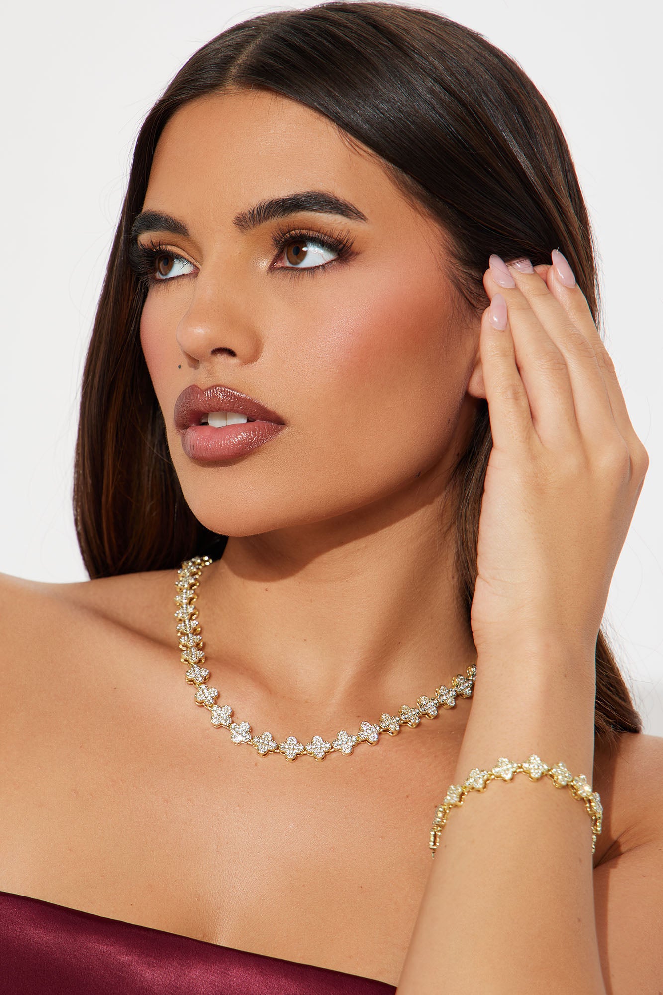 Iced Out Tennis Necklace And Bracelet Set