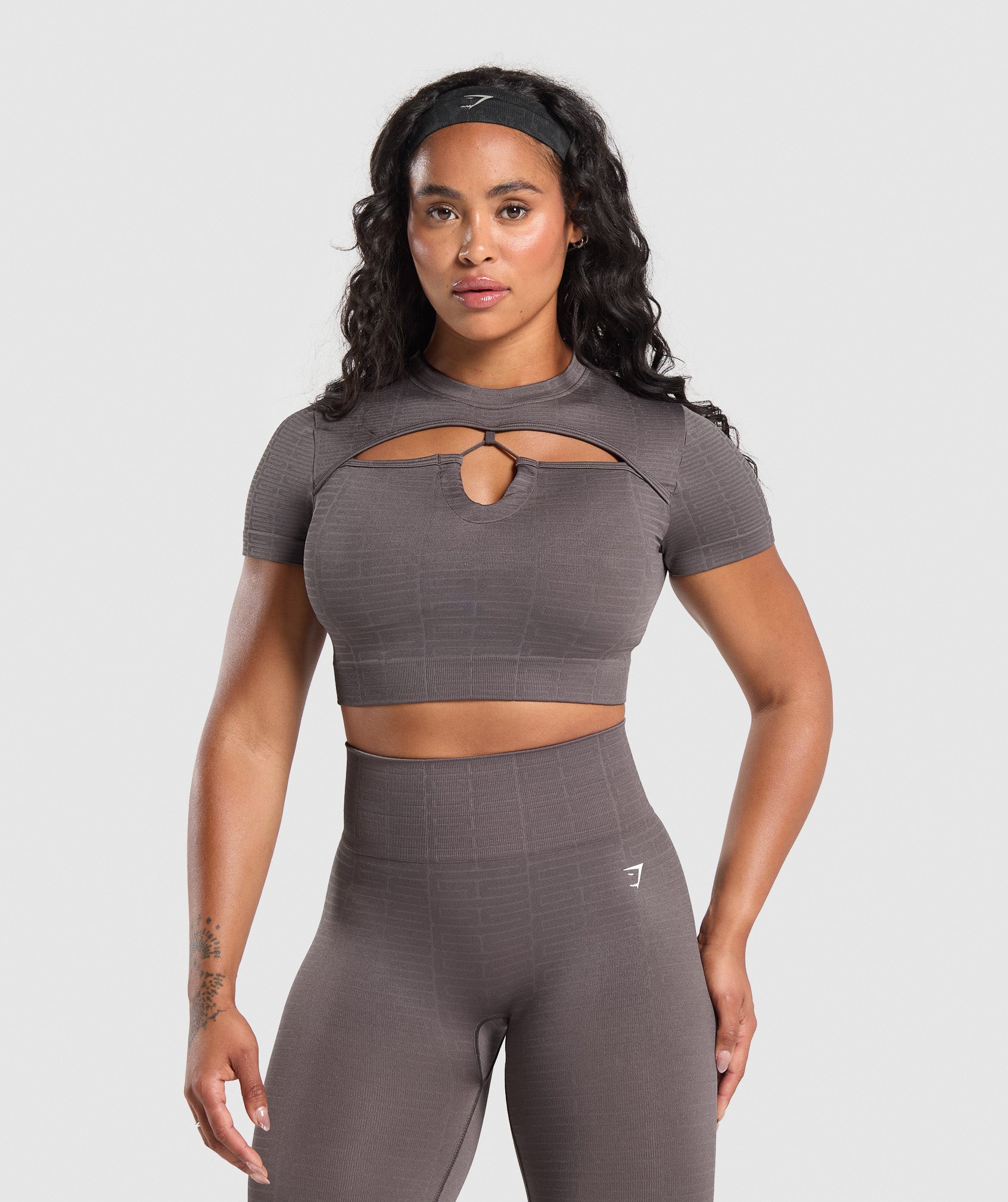 Adapt Monogram Seamless Ruched Crop Top