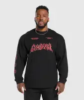 Metal Lifting Graphic Long Sleeve T-Shirt(Black,3XL)