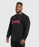 Metal Lifting Graphic Long Sleeve T-Shirt(Black,3XL)