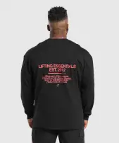Metal Lifting Graphic Long Sleeve T-Shirt(Black,3XL)
