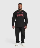 Metal Lifting Graphic Long Sleeve T-Shirt(Black,3XL)