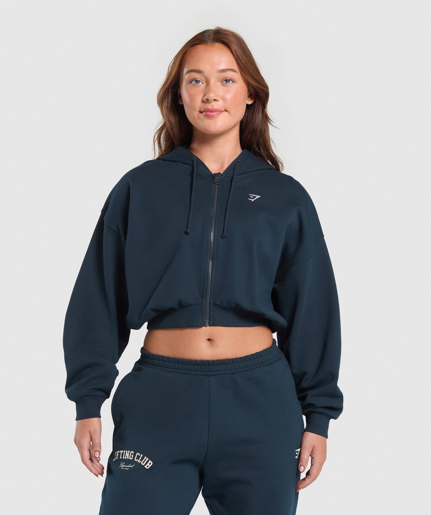 Lifting Club Cropped Zip Up Hoodie