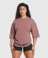 Retro Lifting Oversized T-Shirt(Brick Brown,XXS)