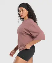 Retro Lifting Oversized T-Shirt(Brick Brown,XXS)