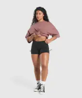 Retro Lifting Oversized T-Shirt(Brick Brown,XXS)