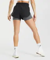 Running 2 In 1 Shorts(Black/Silhouette Grey,XS)