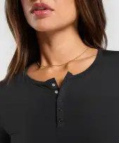 Rest Day Buttery Soft Midi Top(Black,XXS)