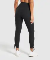 Ribbon Ankle Leggings(Black,XXS)