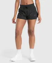 Running 2 in 1 Woven Shorts(Black,XXS)