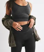 Sweat Seamless Washed Midi Tank(Black,XS)