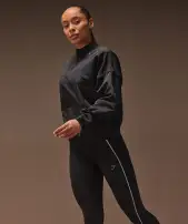 Running 1/4 Zip Track Top(Black,XXS)